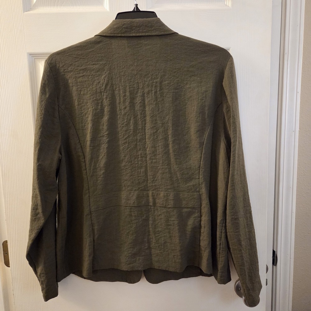 Chico's sz 3 lightweight olive single button blazer jacket XL casual chic - Picture 7 of 13